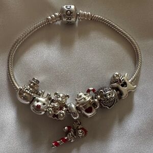 Pandora Silver  Bracelet with Christmas charms